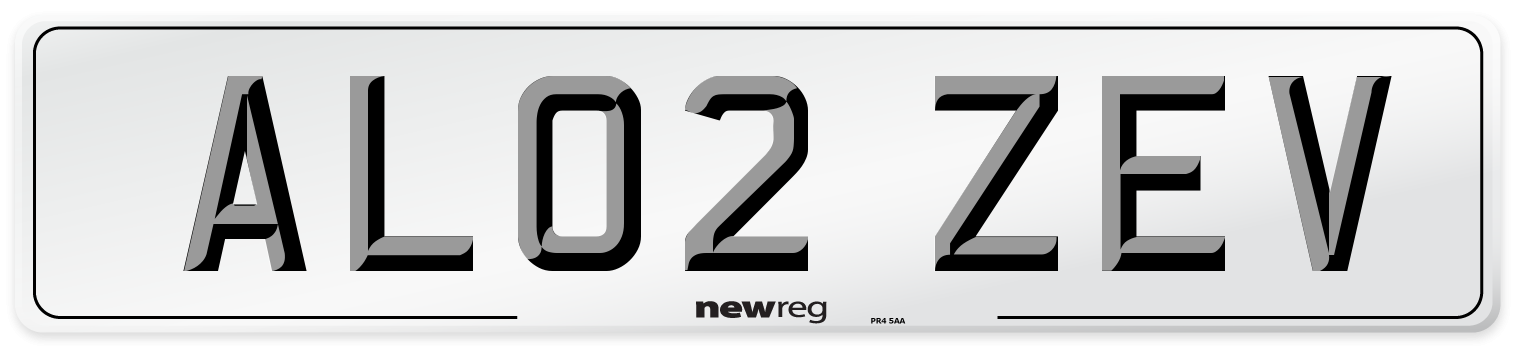 AL02 ZEV Number Plate from New Reg